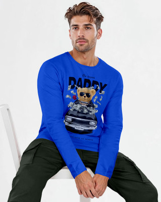 Triptee Printed Men Round Neck Blue T-Shirt