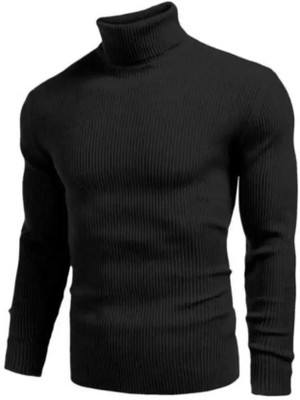 Verient Solid Men High Neck Black T-Shirt