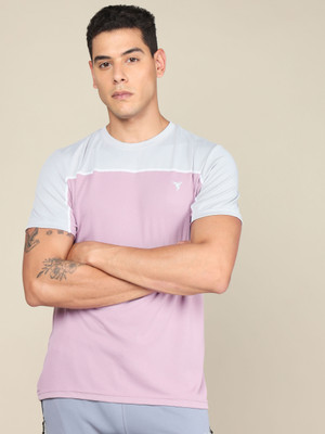 TECHNOSPORT Colorblock Men Round Neck Purple T-Shirt