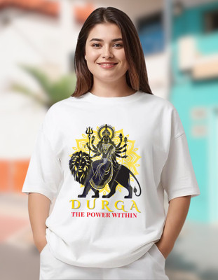 Riwazah Graphic Print, Typography Women Round Neck White T-Shirt
