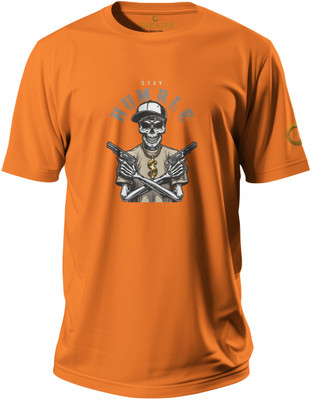 Enciger Graphic Print Men Round Neck Orange T-Shirt