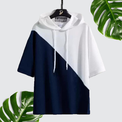 Pytton Colorblock Men Hooded Neck White T-Shirt