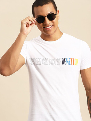 United Colors of Benetton Printed Men Round Neck White T-Shirt