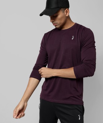 CAMPUS SUTRA Solid Men Crew Neck Maroon T-Shirt