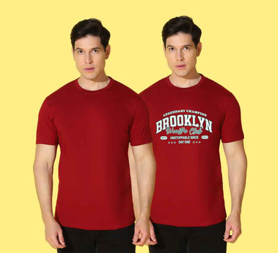 WOOSTRO Typography, Solid Men Round Neck Red T-Shirt
