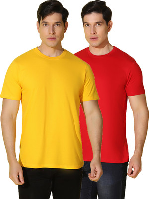 WOOSTRO Solid Men Round Neck Multicolor T-Shirt