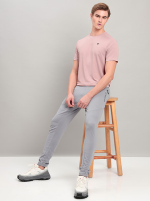 TECHNOSPORT Solid Men Round Neck Pink T-Shirt