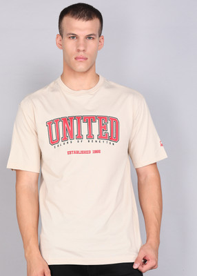 United Colors of Benetton Printed Men Round Neck Beige T-Shirt