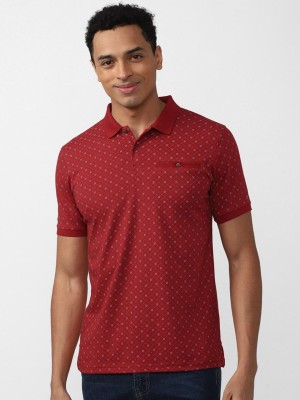 PETER ENGLAND Printed Men Polo Neck Red T-Shirt
