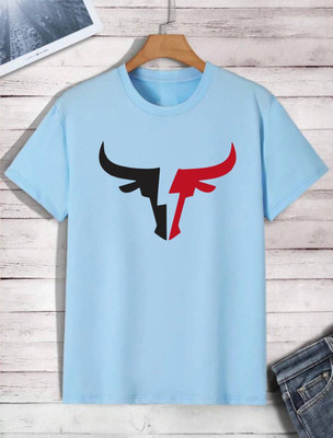 Mark TP Printed Men Round Neck Light Blue T-Shirt