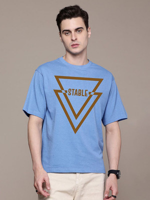 Moda Rapido Graphic Print Men Round Neck Blue T-Shirt