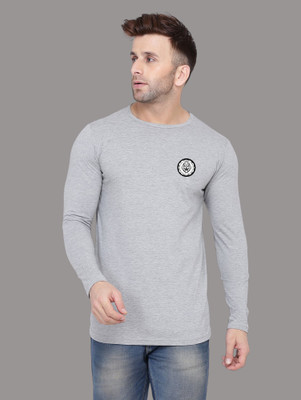 BEYOU FASHION Self Design Men Round Neck Grey T-Shirt