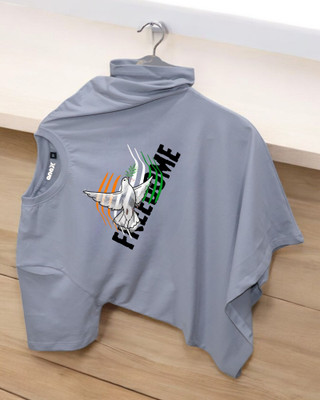 DRIPTHREAD Printed Men Round Neck Grey T-Shirt