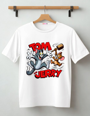 DIBBY Graphic Print, Printed Men Round Neck White T-Shirt