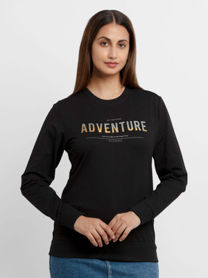 Status Quo Solid Women Round Neck Black T-Shirt