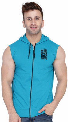 Lawful Casual Printed Men Hooded Neck Light Blue T-Shirt