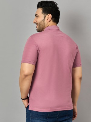 Zigo Solid Men Polo Neck Pink T-Shirt