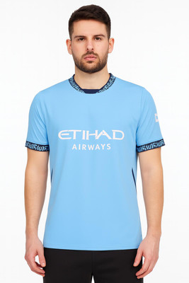 UNIQ Printed Men Round Neck Blue T-Shirt
