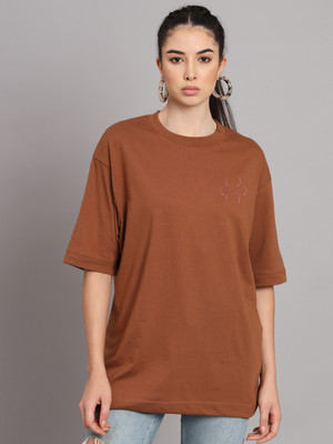 IMSA MODA Printed Men Round Neck Brown T-Shirt