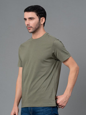 RULEDBYSUN Solid Men Round Neck Green T-Shirt