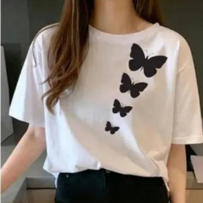 TARSHI Printed Women Round Neck White T-Shirt