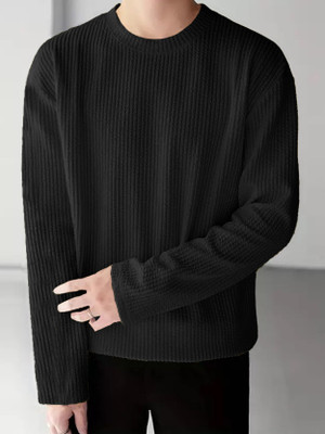 EyeBogler Striped Men Round Neck Black T-Shirt