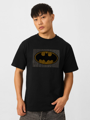 The Souled Store Superhero Men Round Neck Black T-Shirt