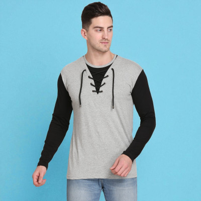 Faricon Trend Colorblock Men Round Neck Multicolor T-Shirt