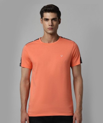 Allen Solly Solid Men Cowl Neck Pink T-Shirt