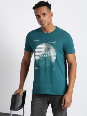 LEE Printed Men Round Neck Green T-Shirt