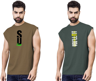 I&D Graphic Print Men Round Neck Multicolor T-Shirt