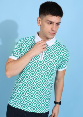 STYLOGUE Printed Men Polo Neck Green T-Shirt