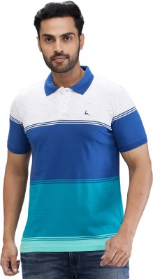 PARX Self Design Men Polo Neck Blue T-Shirt