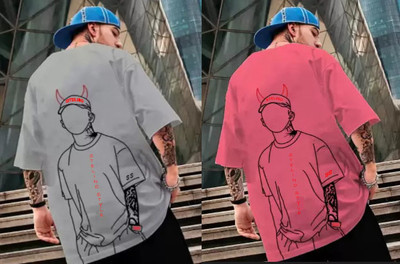 Majexic Printed Men Round Neck Multicolor T-Shirt