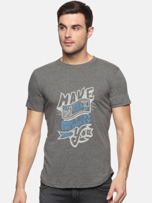 Trends Tower Printed, Typography Men Round Neck Grey T-Shirt