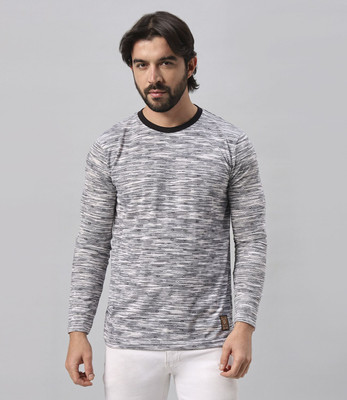 BE POSITIVE Printed Men Round Neck White, Black T-Shirt