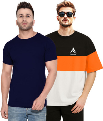 Kroptee Colorblock Men Round Neck Multicolor T-Shirt