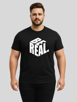 KART BLACK Typography Men Round Neck Navy Blue T-Shirt