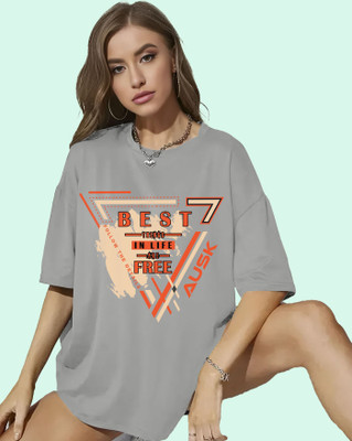 AUSK Graphic Print Women Round Neck Grey T-Shirt