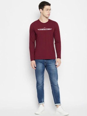 London Crew Printed Men Round Neck Maroon T-Shirt