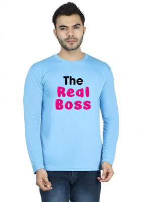 LV CARE Printed Men Round Neck Blue T-Shirt