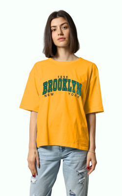 HouseOfCommon Graphic Print Women Round Neck Yellow T-Shirt