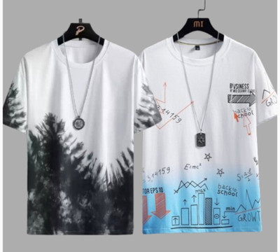 MarcLaure Printed Men Round Neck Black, White T-Shirt
