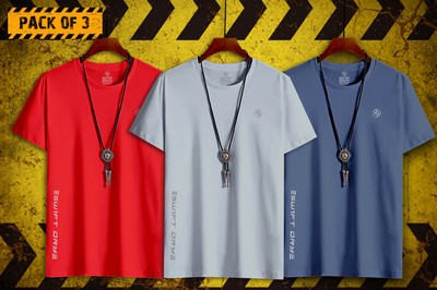 SUPERSQUAD Printed Men Round Neck Red, Grey T-Shirt