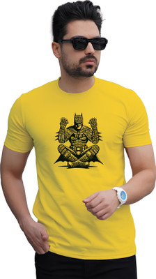 Binayak Printed Men Round Neck Yellow T-Shirt