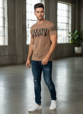 BANSII DHUN Graphic Print Men Round Neck Brown T-Shirt