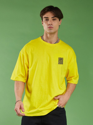 Smartees Self Design Men Round Neck Yellow T-Shirt