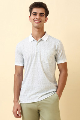 Allen Solly Printed Men Polo Neck White T-Shirt