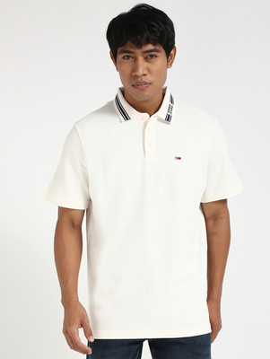 TOMMY HILFIGER Solid Men Polo Neck White T-Shirt