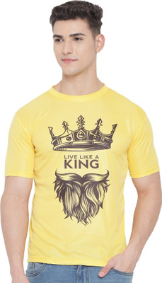 InkTees Printed Men Round Neck Yellow T-Shirt